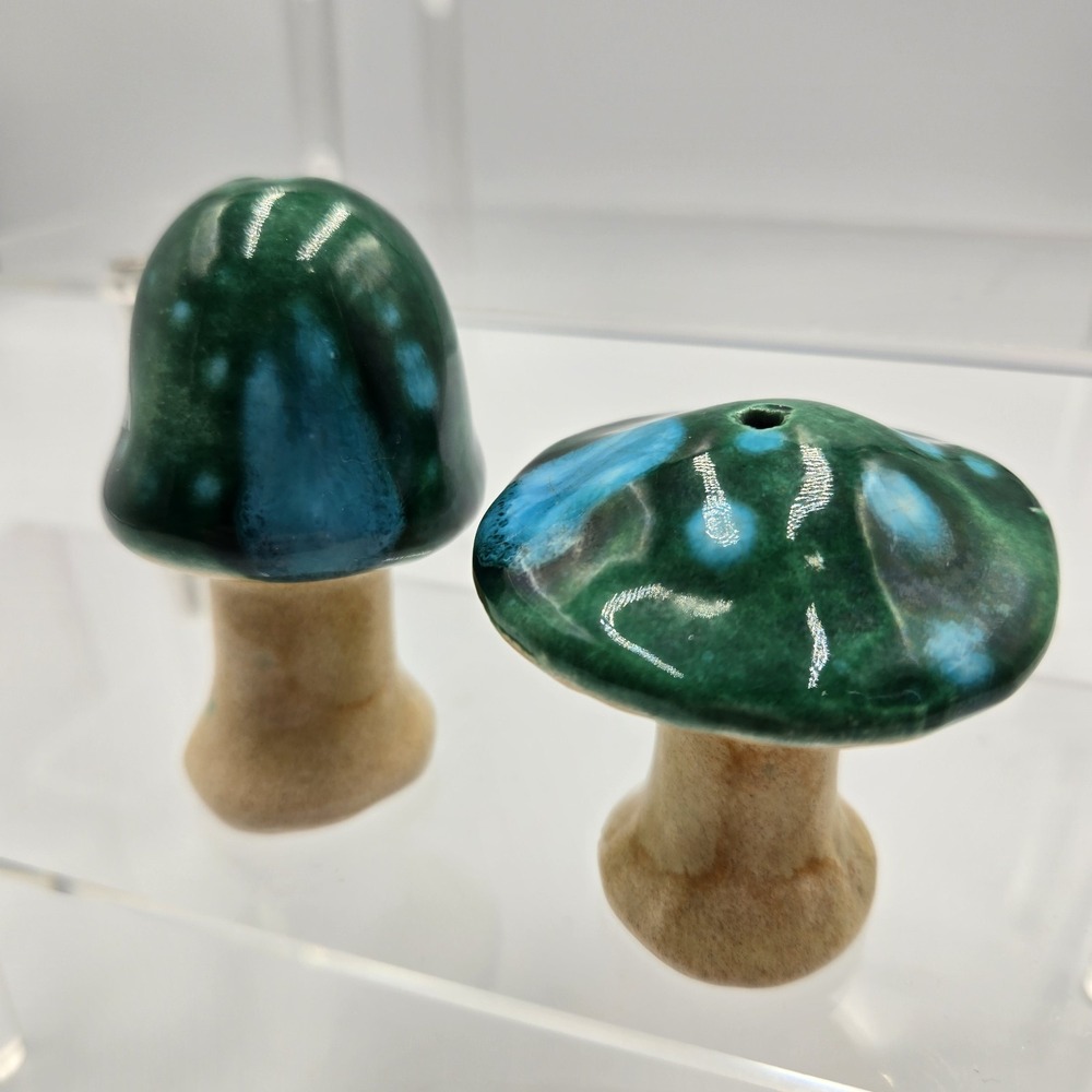 2 VTG Mushroom Incense‎ Stick Burner Holder Neworg-style Pottery MCM Cottagecore